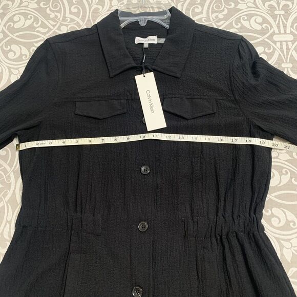 Calvin Klein Jacket Women Medium Black Button Closure Elastic Waist Comfy NWT - Picture 8 of 10